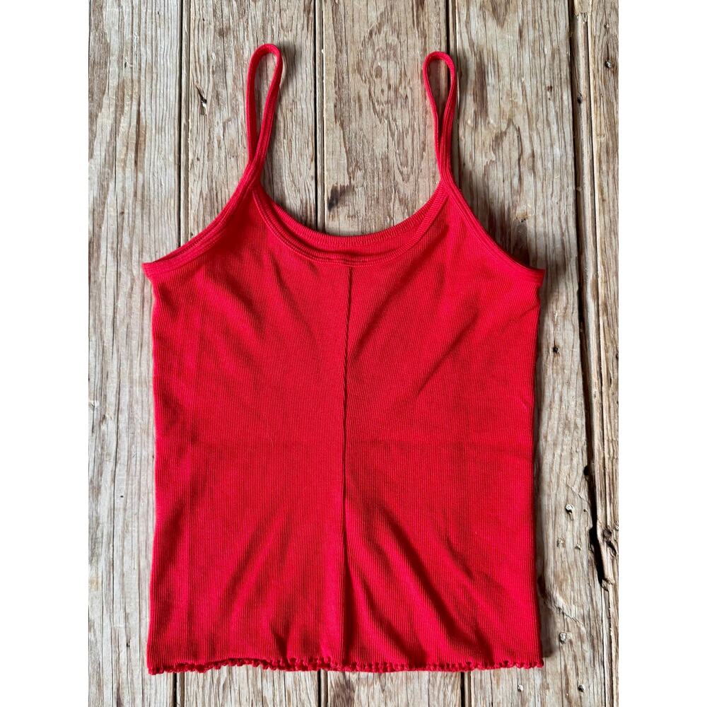 Rouje x J.Crew Red Ribbed Cotton Cami Tank Top XS Coquette Boho NWOT - Picture 2 of 6